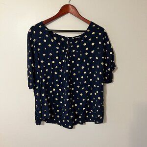 Madewell | Navy Blue Floral Blouse | Size L | NWT